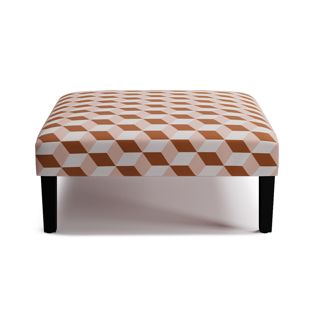 Footstool with Wooden Legs Blush